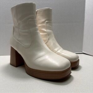 BP Keyla Platform Booties Off White Women's Size 8.5